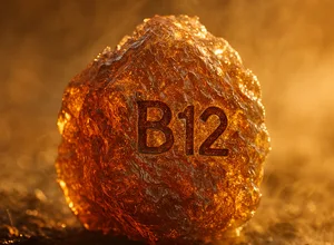 Stylized graphic of a glowing mineral stone embossed with the letters B12