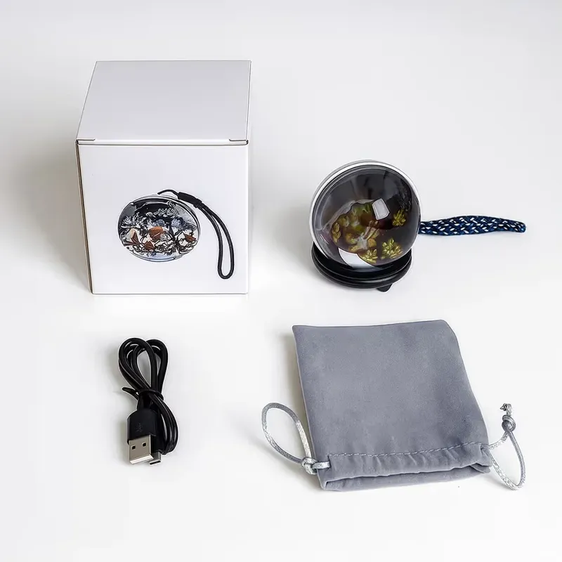 Memory Orb unboxing: orb with strap, USB-C cable and pouch