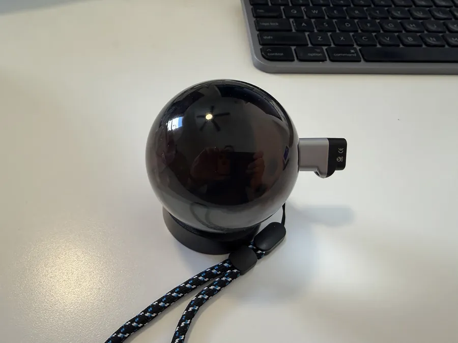 Memory Orb with a USB-C memory stick plugged in