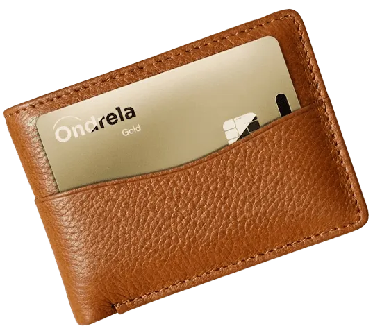 Ondrela card in a wallet