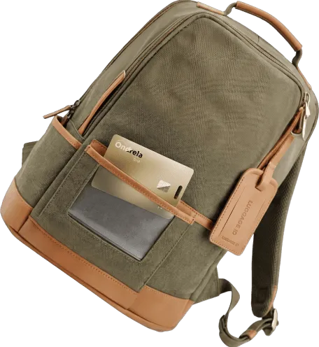 Ondrela card in a backpack pocket