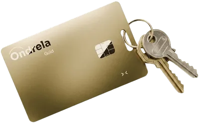 Ondrela card attached next to keys