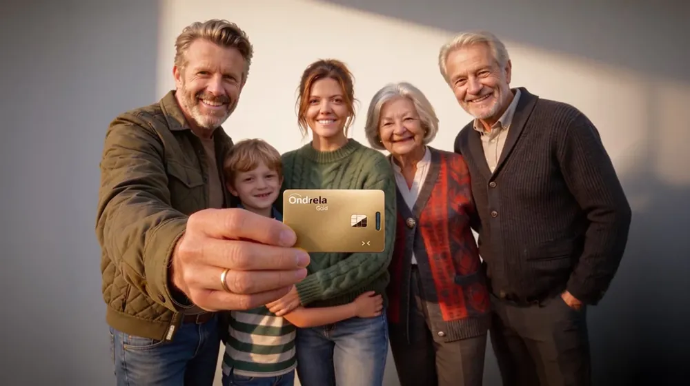Family holding an Ondrela gold card
