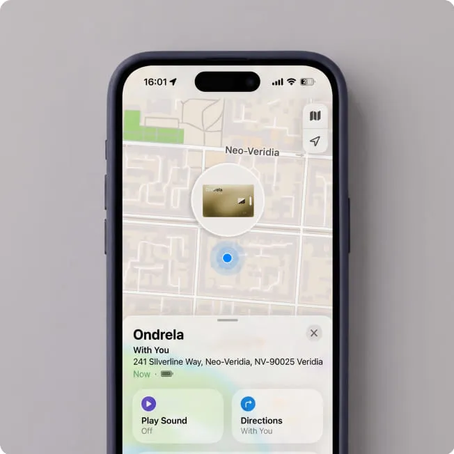 Map in the phone showing the location of the Ondrela card