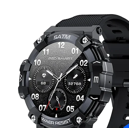 Vantrek X1 rugged smartwatch with round display and black silicone strap